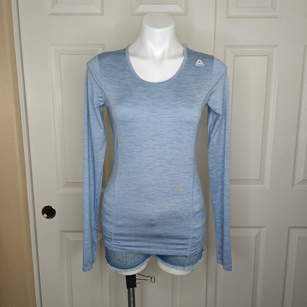 Reebok blue space dye long sleeve athletic top sz XS